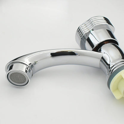 Skorter | Contemporary Water Tap Knob Handle Low Arc Zinc Faucet in Silver