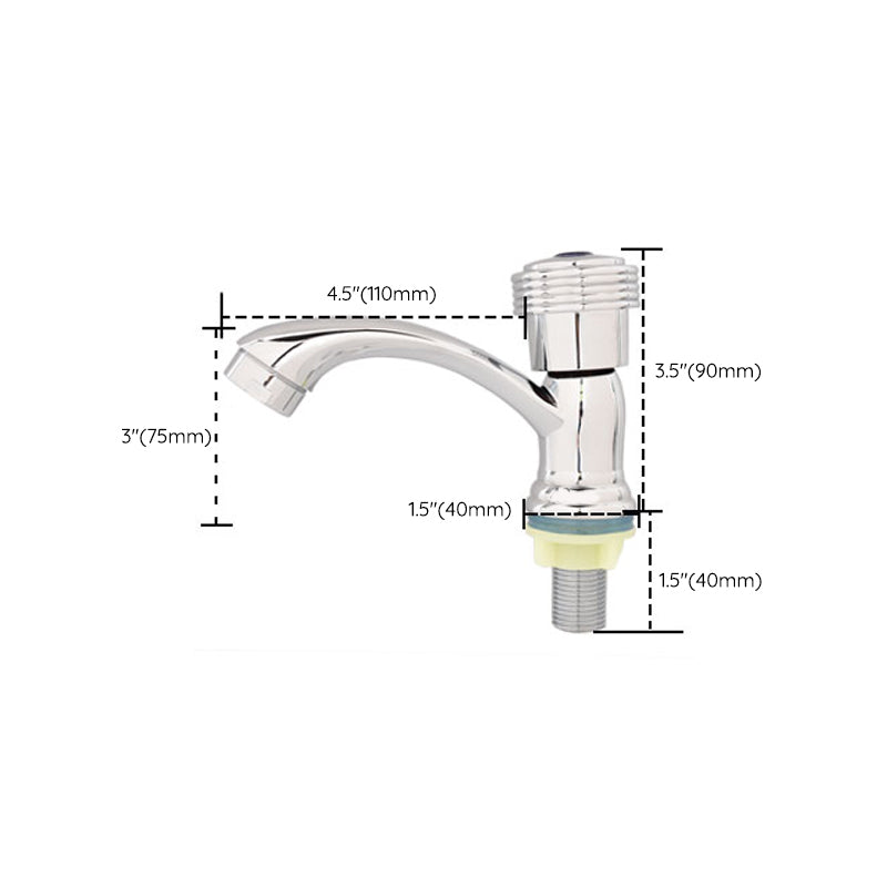 Skorter | Contemporary Water Tap Knob Handle Low Arc Zinc Faucet in Silver