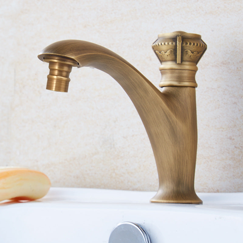 Skorter | Brass Farmhouse Sink Basin Mixer Single Hole Faucet Knob Handle Bathroom Faucet