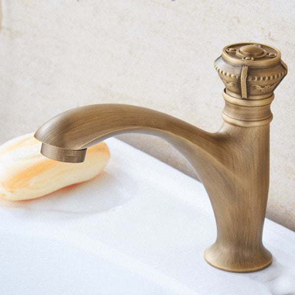 Skorter | Brass Farmhouse Sink Basin Mixer Single Hole Faucet Knob Handle Bathroom Faucet