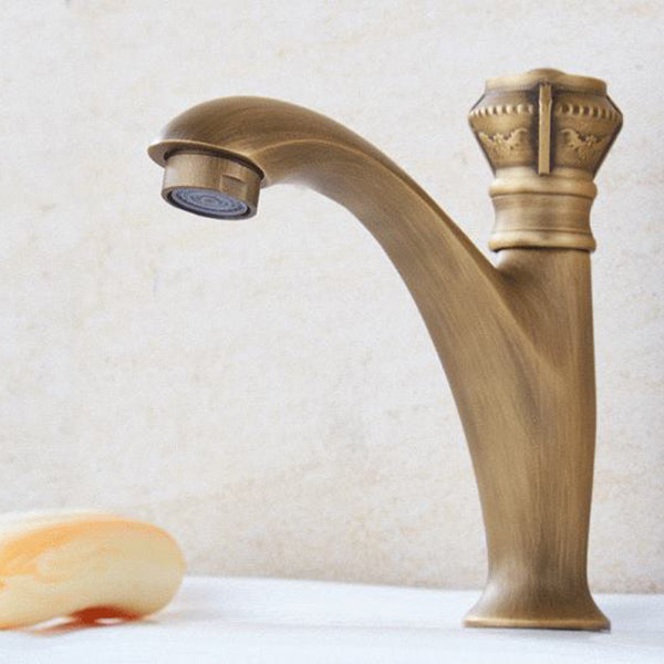 Skorter | Brass Farmhouse Sink Basin Mixer Single Hole Faucet Knob Handle Bathroom Faucet