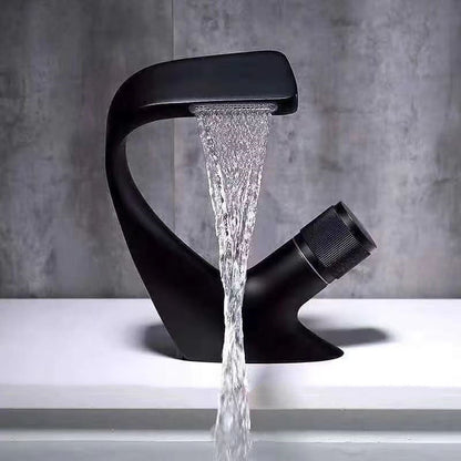 Skorter | Button Handle Faucet Contemporary Style Faucet with Waterfall Spout