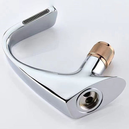 Skorter | Button Handle Faucet Contemporary Style Faucet with Waterfall Spout