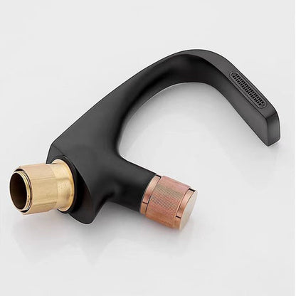 Skorter | Button Handle Faucet Contemporary Style Faucet with Waterfall Spout