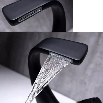 Skorter | Button Handle Faucet Contemporary Style Faucet with Waterfall Spout