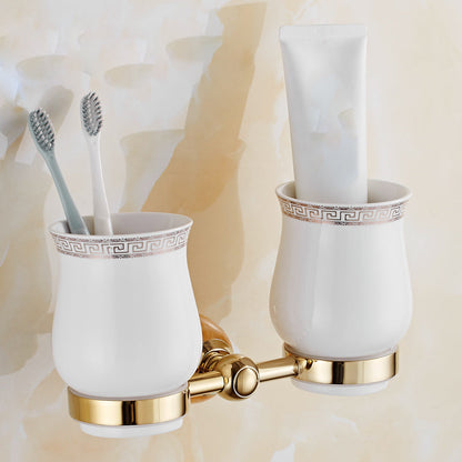Skorter | Contemporary brushed brass bathroom accessories as a single piece or as a set