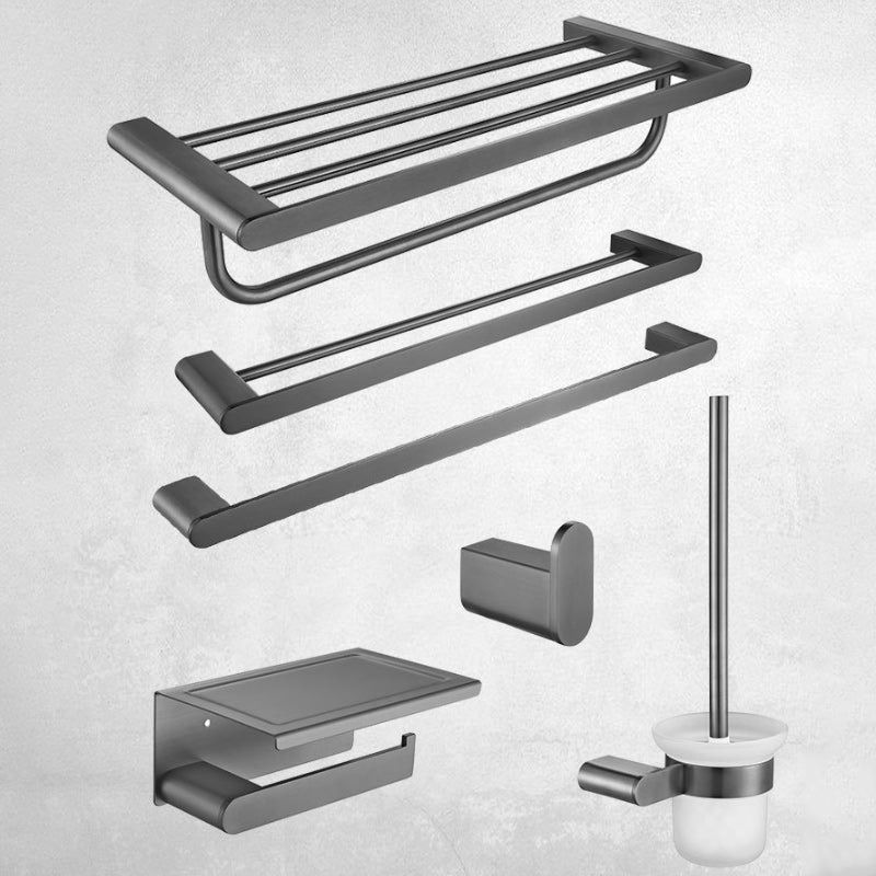 Skorter | 5-piece modern bathroom accessory set made of stainless steel with towel bar/robe hooks/paper holder