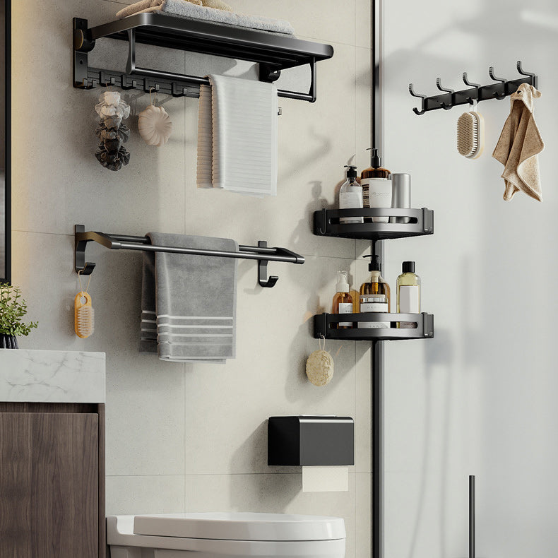 Skorter | Contemporary Bathroom Accessory Set Matte Black Bathroom Set with Bathrobe Hooks/Towel Bar