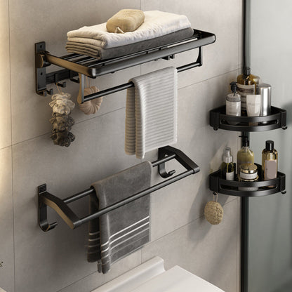 Skorter | Contemporary Bathroom Accessory Set Matte Black Bathroom Set with Bathrobe Hooks/Towel Bar