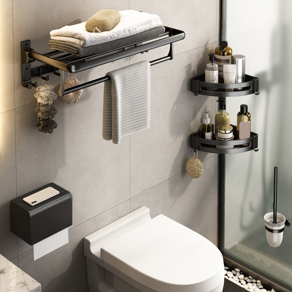 Skorter | Contemporary Bathroom Accessory Set Matte Black Bathroom Set with Bathrobe Hooks/Towel Bar