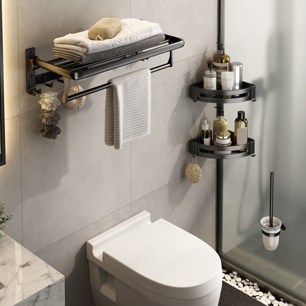 Skorter | Contemporary Bathroom Accessory Set Matte Black Bathroom Set with Bathrobe Hooks/Towel Bar