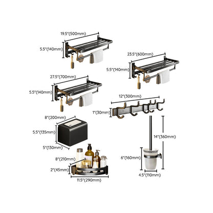 Skorter | Contemporary Bathroom Accessory Set Matte Black Bathroom Set with Bathrobe Hooks/Towel Bar