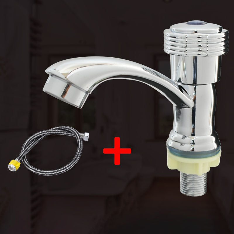 Skorter | Modern Bathroom Faucet Chrome Button Handle with Water Hose Sink Faucet