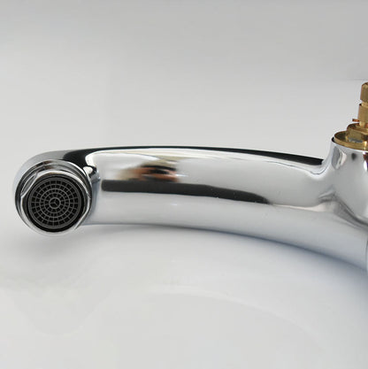 Skorter | Modern Bathroom Faucet Chrome Button Handle with Water Hose Sink Faucet