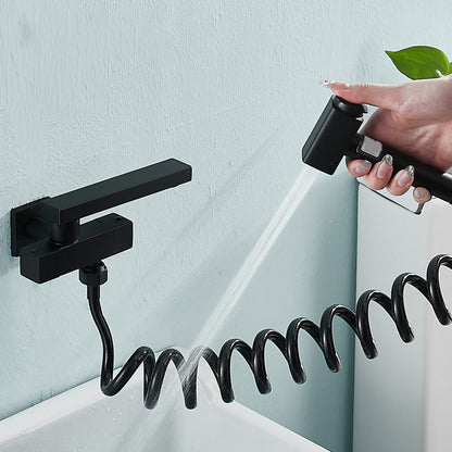 Skorter | Modern Bathtub Filler Wall Mount Hand Shower Swiveling Copper Bathtub Filler with Single Lever Handle