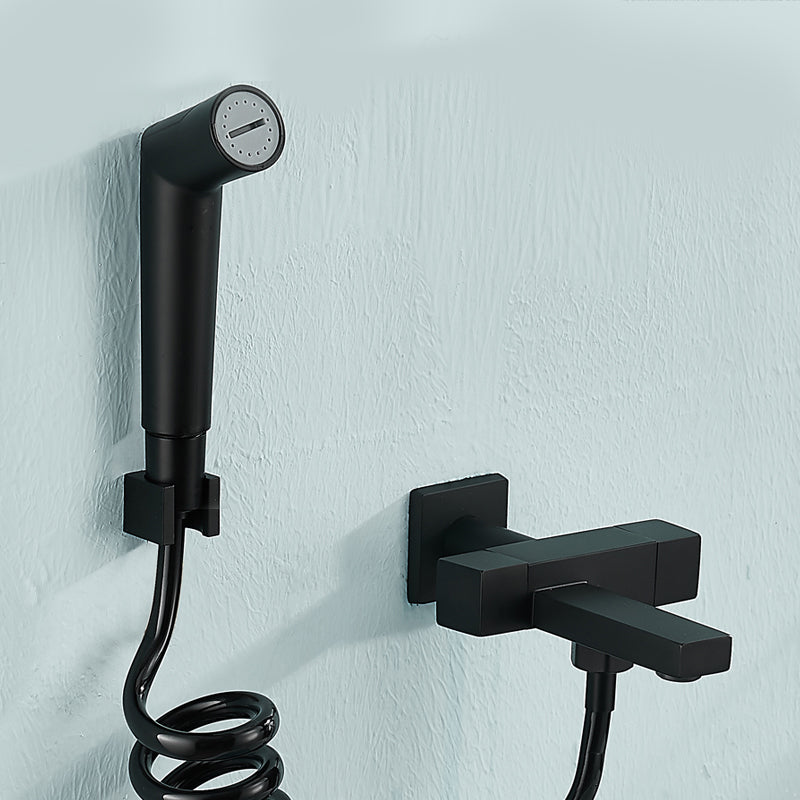 Skorter | Modern Bathtub Filler Wall Mount Hand Shower Swiveling Copper Bathtub Filler with Single Lever Handle