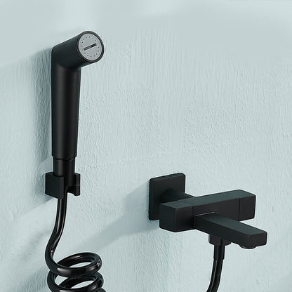 Skorter | Modern Bathtub Filler Wall Mount Hand Shower Swiveling Copper Bathtub Filler with Single Lever Handle