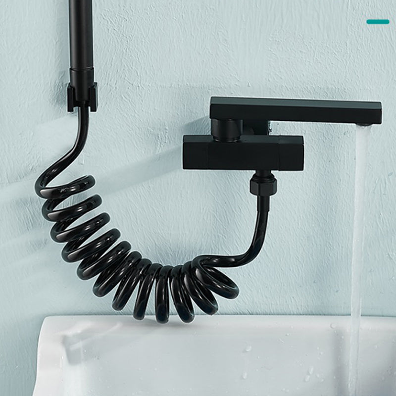 Skorter | Modern Bathtub Filler Wall Mount Hand Shower Swiveling Copper Bathtub Filler with Single Lever Handle