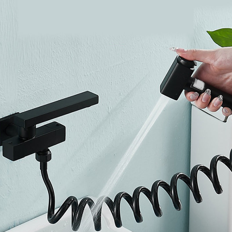 Skorter | Modern Bathtub Filler Wall Mount Hand Shower Swiveling Copper Bathtub Filler with Single Lever Handle