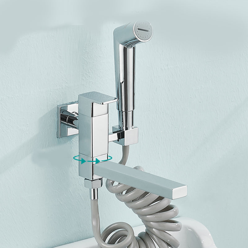 Skorter | Modern Bathtub Filler Wall Mount Hand Shower Swiveling Copper Bathtub Filler with Single Lever Handle