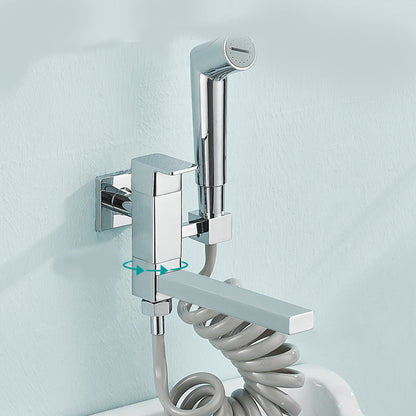 Skorter | Modern Bathtub Filler Wall Mount Hand Shower Swiveling Copper Bathtub Filler with Single Lever Handle