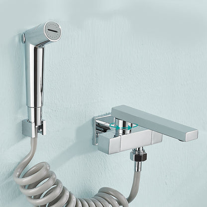 Skorter | Modern Bathtub Filler Wall Mount Hand Shower Swiveling Copper Bathtub Filler with Single Lever Handle