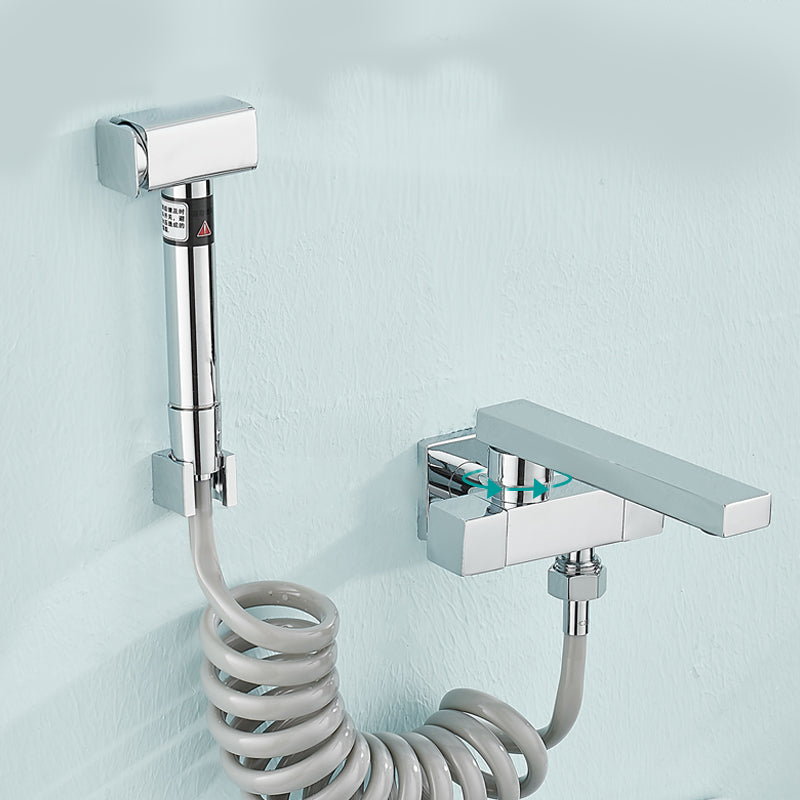 Skorter | Modern Bathtub Filler Wall Mount Hand Shower Swiveling Copper Bathtub Filler with Single Lever Handle