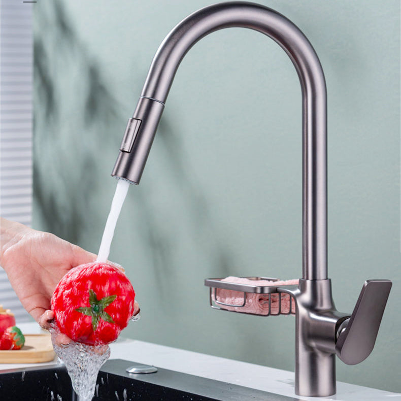 Skorter | Goose Neck Kitchen Sink Faucet Three-Way Flow with Pull-Down Spray Head