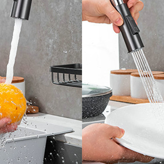 Skorter | Goose Neck Kitchen Sink Faucet Three-Way Flow with Pull-Down Spray Head