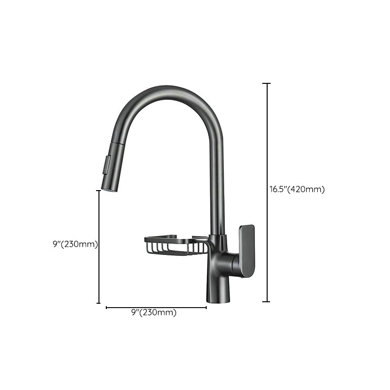 Skorter | Goose Neck Kitchen Sink Faucet Three-Way Flow with Pull-Down Spray Head