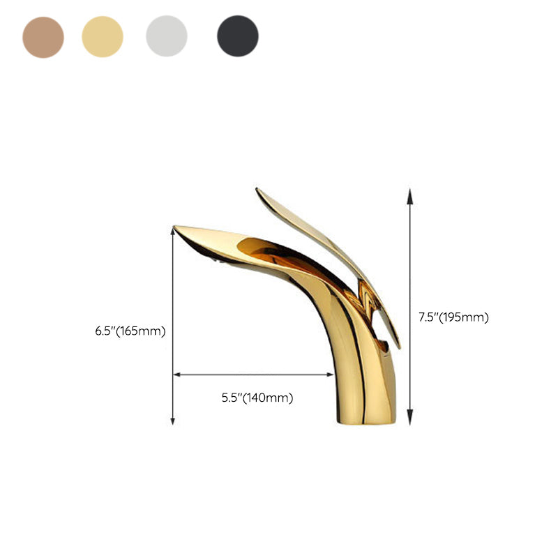 Skorter | Brass 1-Hole Basin Faucet Lever Handle Sink Faucet Round Modern Faucet for Bathroom