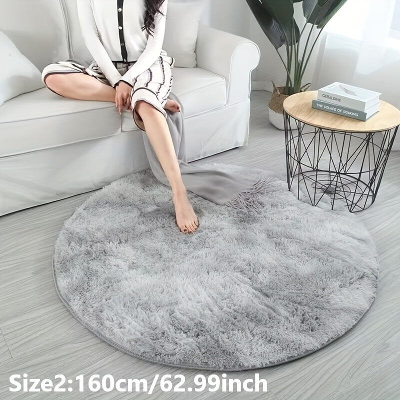 Skorter | 1pc Tie-dye Plushfiber Round Rug - Soft and Warm Decorative Mat for Living Room, Bedroom and Yoga