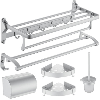 Skorter | 6-piece contemporary bathroom accessory set bathroom shelf/towel bar paper holder included