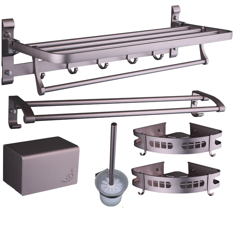 Skorter | 6-piece modern bathroom hardware set made of aluminum with towel holder/paper holder