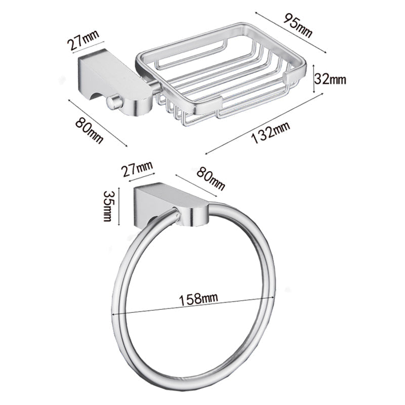 Skorter | 6-piece chrome bathroom accessory as a single item or as a set with towel ring bar