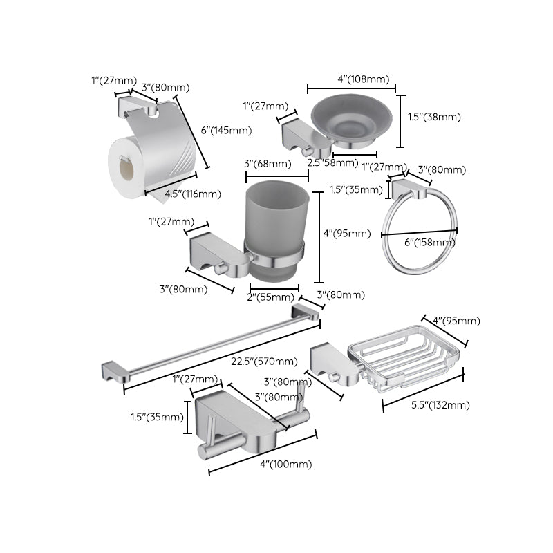 Skorter | 6-piece chrome bathroom accessory as a single item or as a set with towel ring bar