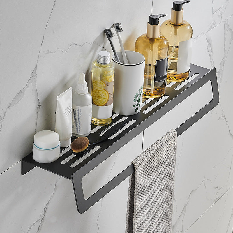 Skorter | 7-piece Bathroom Hardware Set Matte Black/Grey with Bath Shelf/Towel Holder/Bath Towel Hook