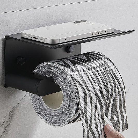 Skorter | 7-piece Bathroom Hardware Set Matte Black/Grey with Bath Shelf/Towel Holder/Bath Towel Hook