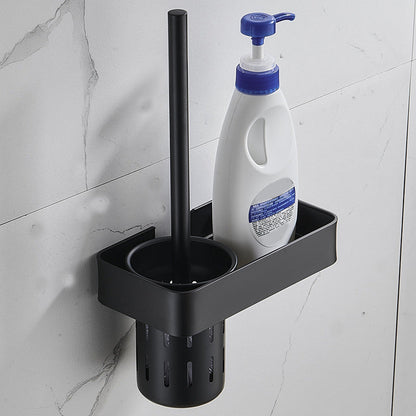 Skorter | 7-piece bathroom hardware set matte black/gray with bath shelf/towel holder/bath towel hooks