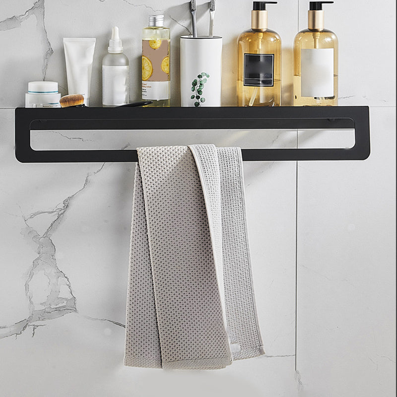 Skorter | 7-piece bathroom hardware set matte black/gray with bath shelf/towel holder/bath towel hooks