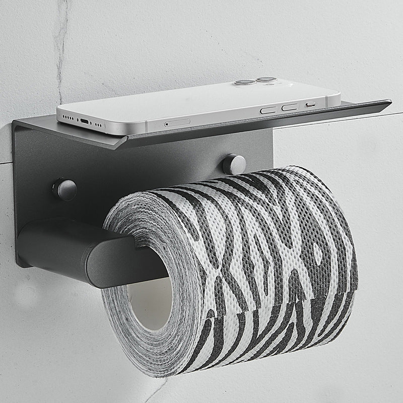 Skorter | 7-piece Bathroom Hardware Set Matte Black/Grey with Bath Shelf/Towel Holder/Bath Towel Hook