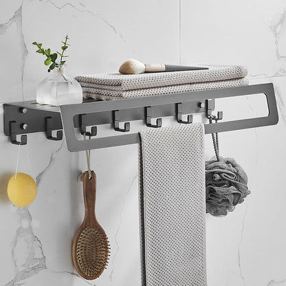 Skorter | 7-piece Bathroom Hardware Set Matte Black/Grey with Bath Shelf/Towel Holder/Bath Towel Hook