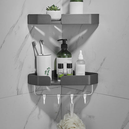 Skorter | 7-piece bathroom hardware set matte black/gray with bath shelf/towel holder/bath towel hooks