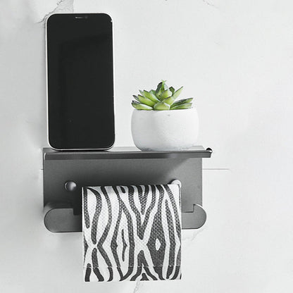 Skorter | 7-piece bathroom hardware set matte black/gray with bath shelf/towel holder/bath towel hooks