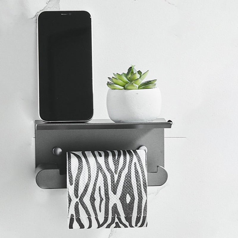 Skorter | 7-piece Bathroom Hardware Set Matte Black/Grey with Bath Shelf/Towel Holder/Bath Towel Hook