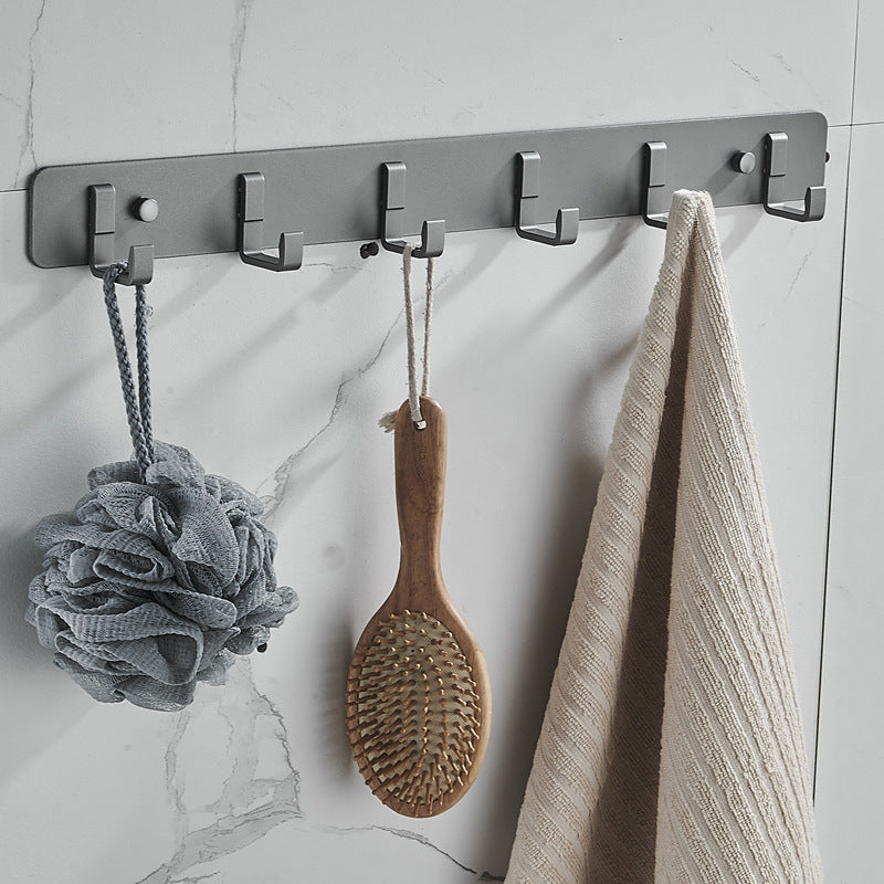 Skorter | 7-piece Bathroom Hardware Set Matte Black/Grey with Bath Shelf/Towel Holder/Bath Towel Hook