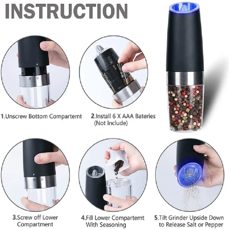 skorter | Automatic Electric Gravity Induction Salt and Pepper Mill