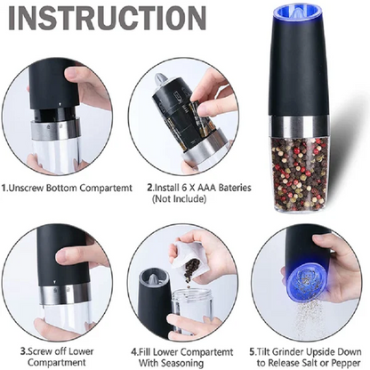 skorter | Automatic Electric Gravity Induction Salt and Pepper Mill