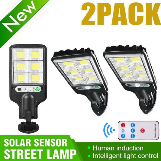 Skorter | Solar Lighting Motion Sensor Lamp 600W Outdoor Solar Lamp Waterproof Parking Lot Wall Lamps with Remote Control, 2 PCS