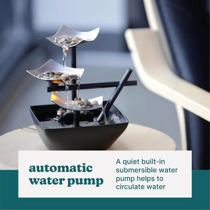 Skørter | Water Fountain Soothing Sound Machine - Automatic Pump, Deep Basin & Natural River Stones